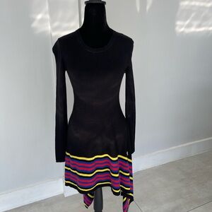 Love Moschino Black Knit Dress Asymmetric Rainbow Hem - Made in Italy